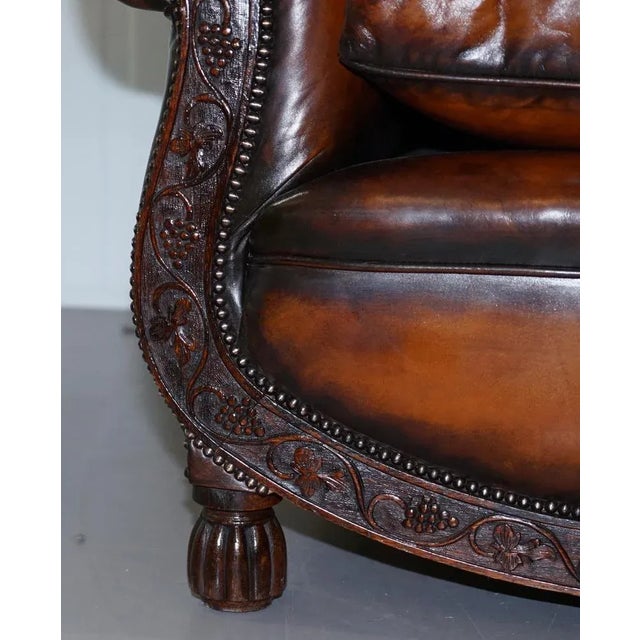 Brown Leather Two Seat Sofa For Sale - Image 13 of 18