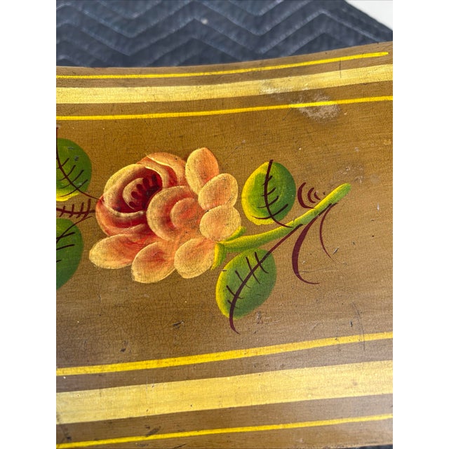 Antique Pennsylvania Folk Art Paint Decorated Plank Seat Footstool 1850’s For Sale - Image 11 of 12