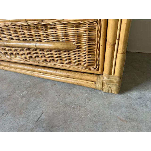 1980s Vintage Coastal Organic Bamboo and Rattan Six - Drawers Waterfall Top Dresser/ Sold For Sale - Image 5 of 12