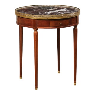 Early 20th Century French Marble Top Table with Brass Accents For Sale