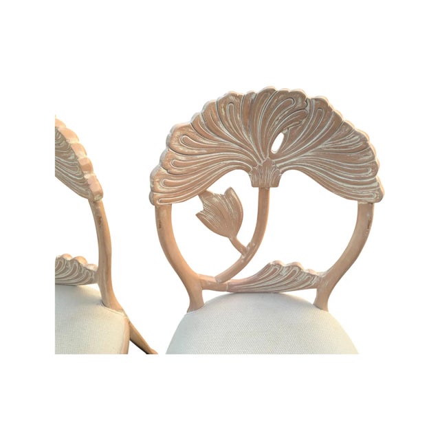 Late 20th Century Lime Wash Lotus Floral Carved Dining Set in the Manner of Phyllis Morris For Sale In Naples, FL - Image 6 of 11