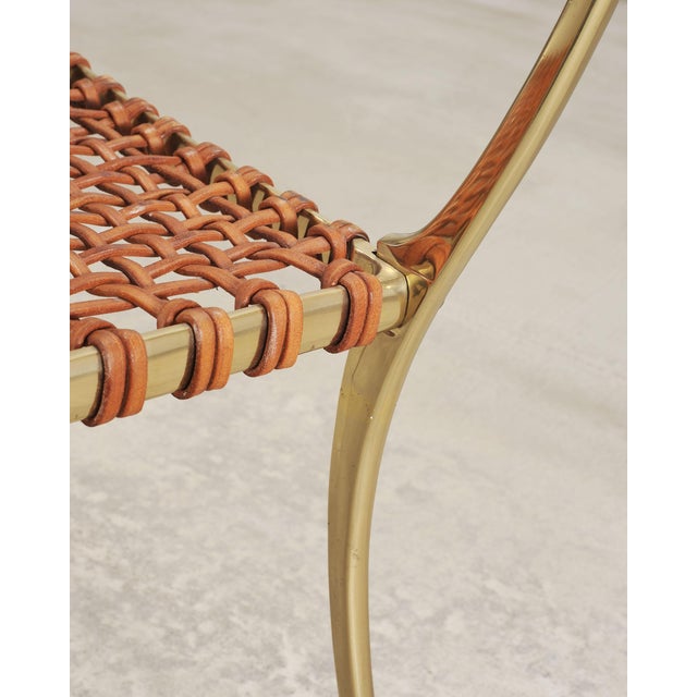 Pair of Brass Leather Strap Klismos Chairs by Sylvan S. F. For Sale - Image 12 of 18