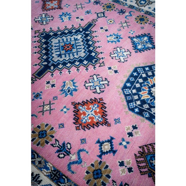 Traditional 8x10 Lt Fuchsia Ivory Traditional Classic Kazak Hand Knotted Wool Carpet Rug For Sale - Image 3 of 6