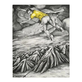 1990 "I Dreamed I Could Fly at No. 3088752 (State IV)" Surrealist Figurative Print by Jonathan Borofsky For Sale