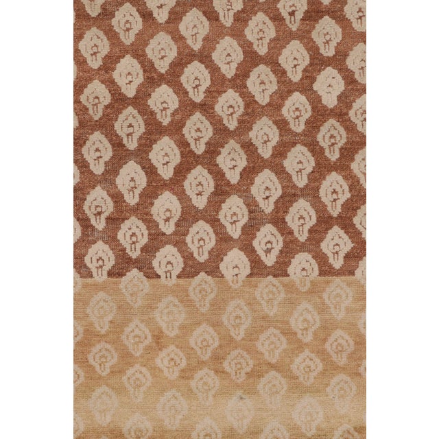 Rug & Kilim’s Modern Block Print Rug Design in Brown With Beige-Cream Motifs For Sale In New York - Image 6 of 8
