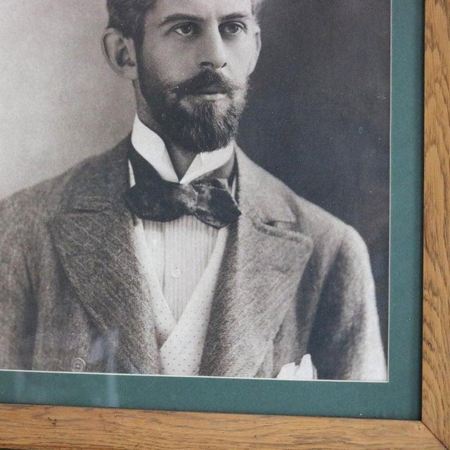 Wood Antique Portrait Print of a Man in Oak and Gold Leaf Frame C1890 For Sale - Image 7 of 9