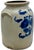 Ourtstanding Antique Large 3 Gallon Size American Blue Hand Decorated Stoneware Butter Churn - Circa 1870s For Sale In Boston - Image 6 of 18