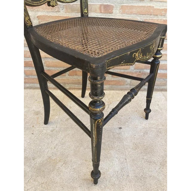 Set of Elizabethan Chairs in Lacquered Black, 1840 For Sale - Image 4 of 13