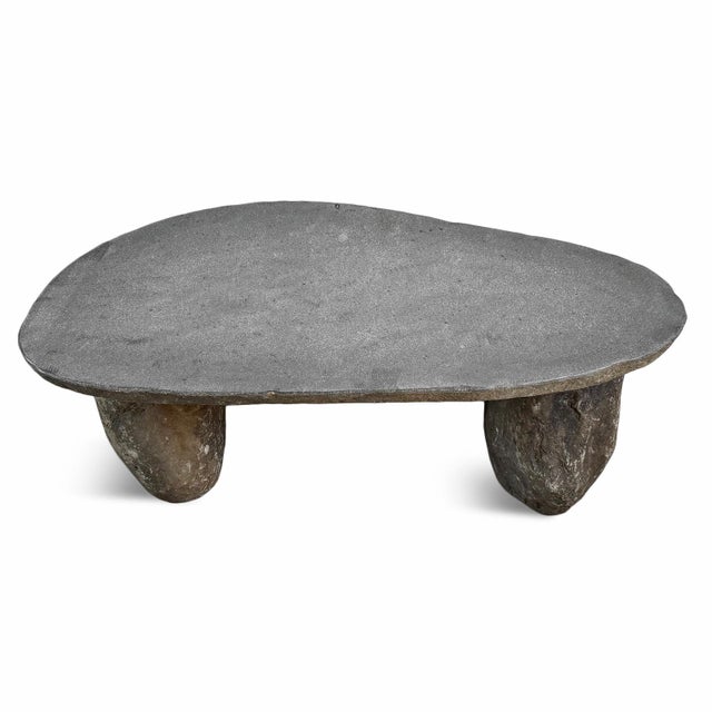 Contemporary Outdoor Stone Boulder Organic Modern Bench / Coffee Table For Sale - Image 3 of 6