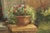 Gold Large Hand Painted Oil Painting on Canvas Outdoor Garden Scene For Sale - Image 8 of 18