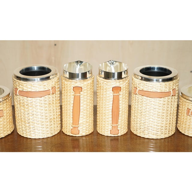 Lady De Rothschild's Wicker & Chrome Farming Picnic Set from Hermes Paris, Set of 6 For Sale - Image 3 of 18