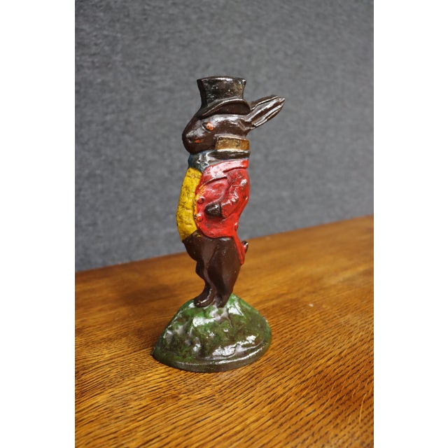 Antique Albany Foundry #94 Rabbit With Top Hat Doorstop For Sale - Image 9 of 9