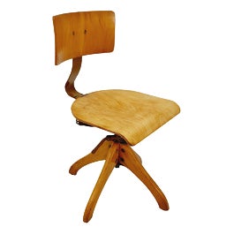 Bauhaus Swivel Office Chair in Wood by Puffdreh Kontorchair, 1930s For Sale