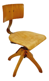 Bauhaus Swivel Office Chair in Wood by Puffdreh Kontorchair, 1930s