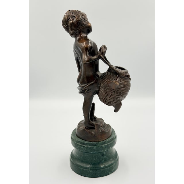 Art Deco Early 20th Century Replica Auguste Moreau Bronze the Water Bearer Sculpture on Marble Base For Sale - Image 3 of 7
