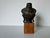 1970’s Vintage Cast Bronze Buddha Head Sculpture on Wood Stand For Sale - Image 10 of 11