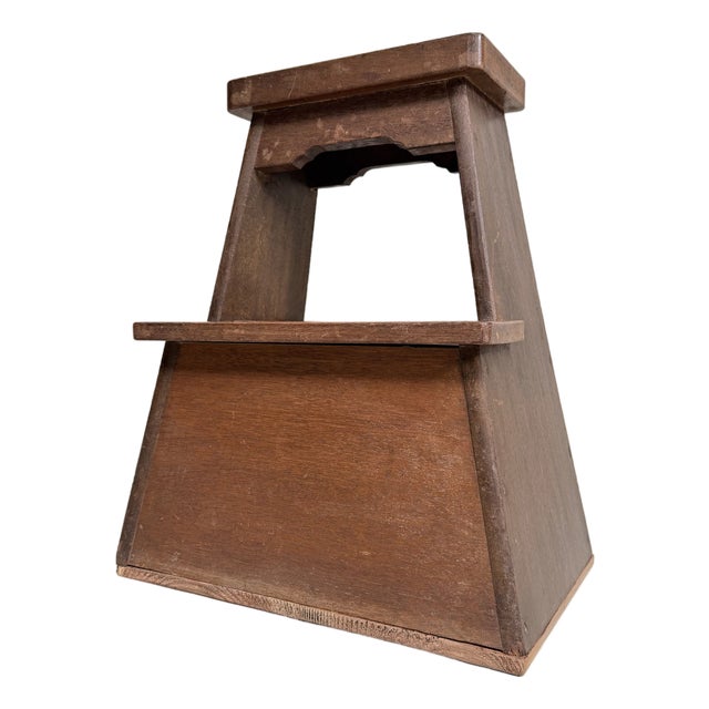 Vintage Japanese Wooden Fumidai Step Stool with Storage Compartment, 1950s For Sale