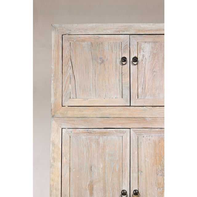 Vintage Chinese Whitewashed Elm Compound Cabinet, Mid-20th Century For Sale - Image 14 of 17