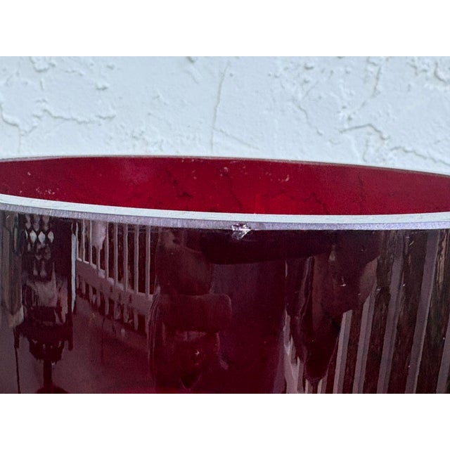 Red Vintage Polish Cranberry Red Art Glass Vase With Frosted Bands, Mid-Century Modern For Sale - Image 8 of 9
