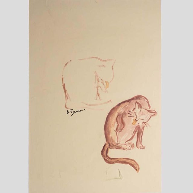 Modern French Artist, Study of Cat, 1940s, Lithograph For Sale - Image 3 of 5