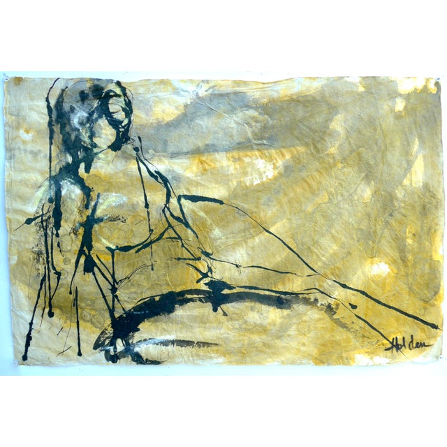 Paper Martha Holden "Woman" Modern Ink Drawing on Rice Paper For Sale - Image 7 of 7
