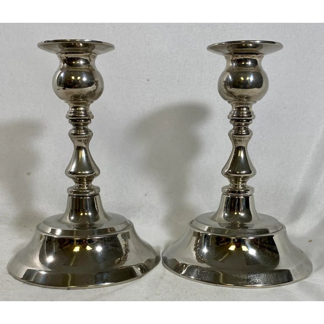 Vintage Pair of Classic Silver Plate Candlesticks From England For Sale In Dallas - Image 6 of 9