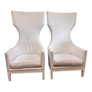 Pair of 1990s Sculptural High Back Lounge Chairs From Boca Raton Oceanfront Penthouse For Sale