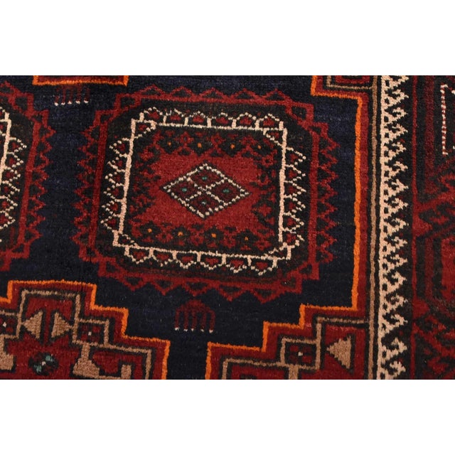 Baloch Rug 3'6'' X 6'7'' Blue Wool Vintage Tribal Hand-Knotted Oriental Carpet For Sale - Image 4 of 12