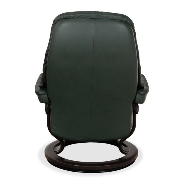 Set of Sunrise Lounge Chair and Ottoman in Leather and Green Fir from Stressless For Sale - Image 14 of 17