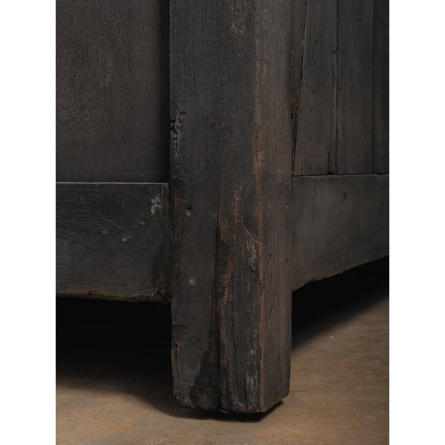 Wood Charcoal Sideboard With Aged Wooden Top and Plank Detail For Sale - Image 7 of 11
