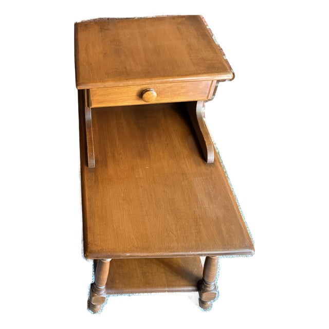 Heywood-Wakefield Birch Step End Table With Drawer Mid-Century For Sale