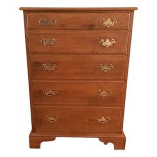 Vintage Ethan Allen Cherry Chest of 5 Drawers Dresser 18 5004 For Sale