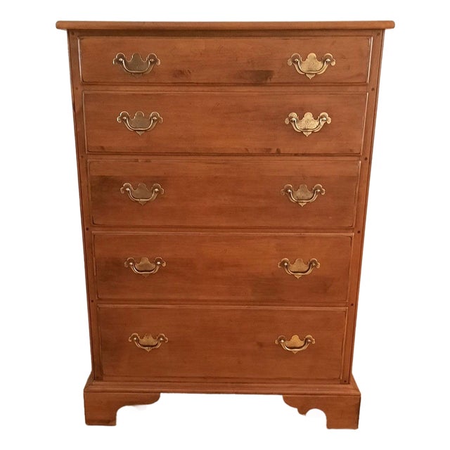 Vintage Ethan Allen Cherry Chest of 5 Drawers Dresser 18 5004 For Sale