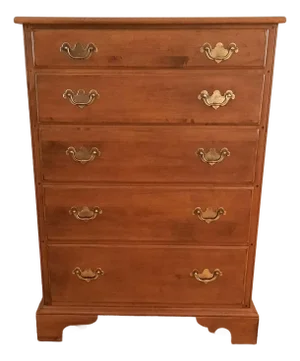 Vintage Ethan Allen Cherry Chest of 5 Drawers Dresser 18 5004