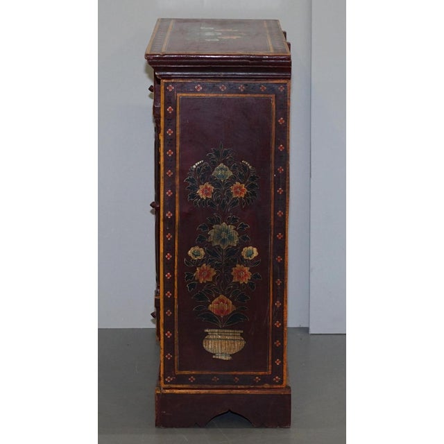 Oriental Hand Painted Side Cupboard or Bookcase with Metal Strap Work, 1900s For Sale - Image 9 of 17