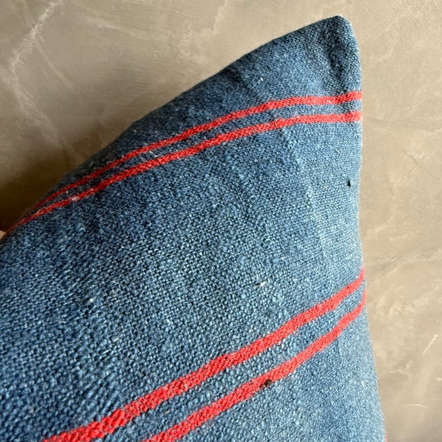 Mid-Century Modern Vintage Rug Pillow Cover With Stripes For Sale - Image 3 of 8