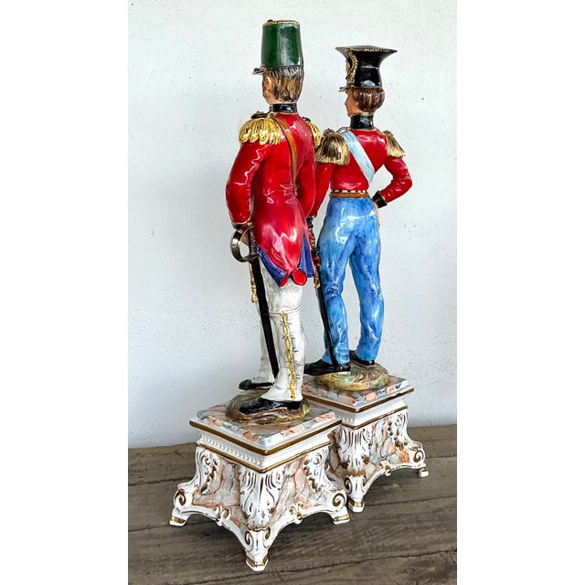 Vintage Italian Porcelain Sounders on Plinths - Set of 2 For Sale - Image 9 of 12