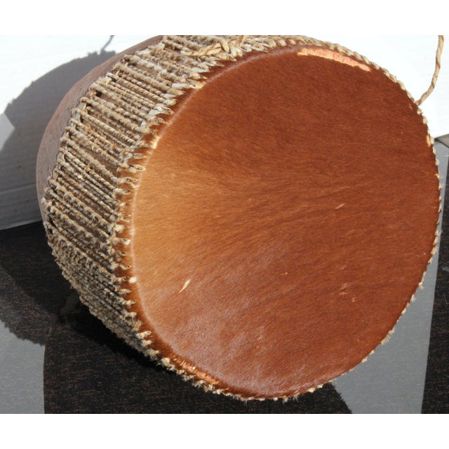 Tribal Tribal Embuutu Dual-Hide Drum Mid-Century Vintage Baganda Uganda For Sale - Image 3 of 13