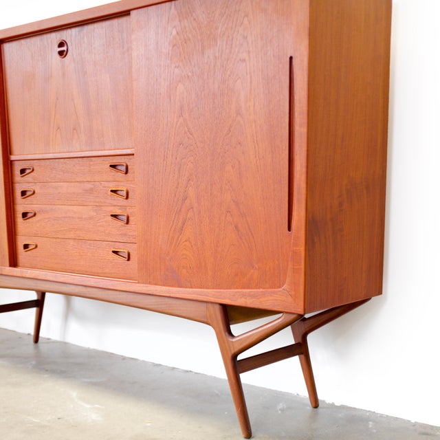 Brown Randers Møbelfabrik Danish Teak Highboard With Bar Designed by Harry Østergaard For Sale - Image 8 of 17