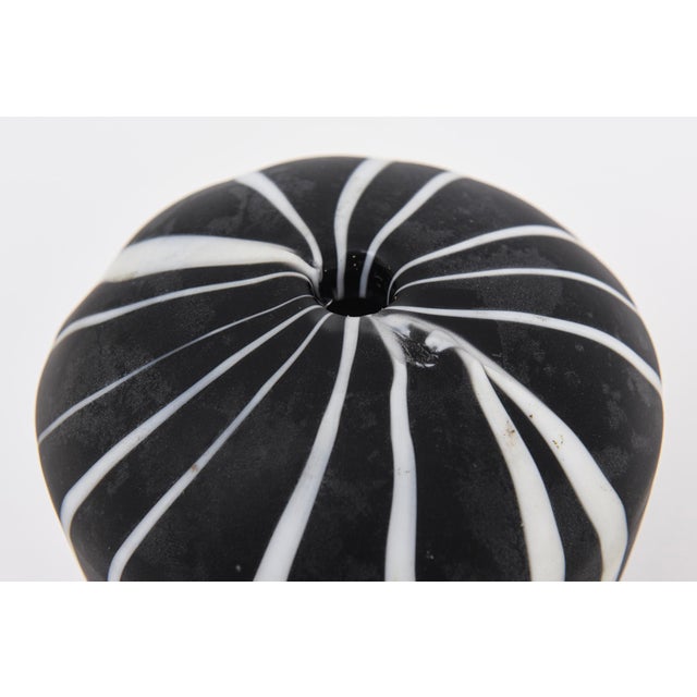 1980s 1980's Murano Salviati Optical Glass Object Sculpture, Black and White Striped, Italy For Sale - Image 5 of 9