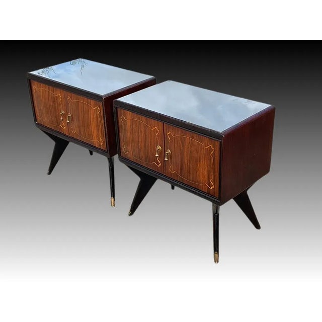 Wood Italian Art Deco Bedside Cabinets in the style of Paolo Buffa, 1950s, Set of 2 For Sale - Image 7 of 12