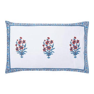 Anna-Nargis Blue & Orange Reversible Pillow Case For Sale