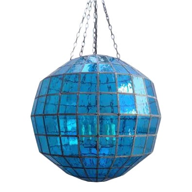 Seaside Pendant 36" Blue Glass by Clate Grunden For Sale