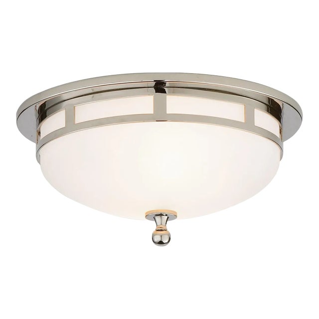 Visual Comfort Signature Openwork Small Flush Mount in Polished Nickel with Frosted Glass For Sale