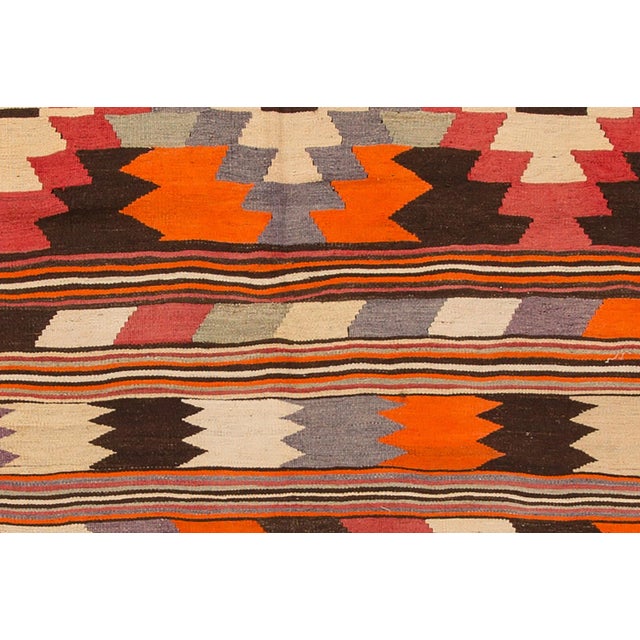 Contemporary Modern Kilim Handmade Colorful Geometric Wool Rug For Sale - Image 3 of 5