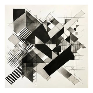 # 20" X 20" Original Black and White Abstract Minimalist Limited Edition Print For Sale