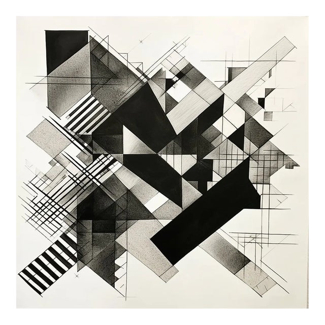 # 20" X 20" Original Black and White Abstract Minimalist Limited Edition Print For Sale