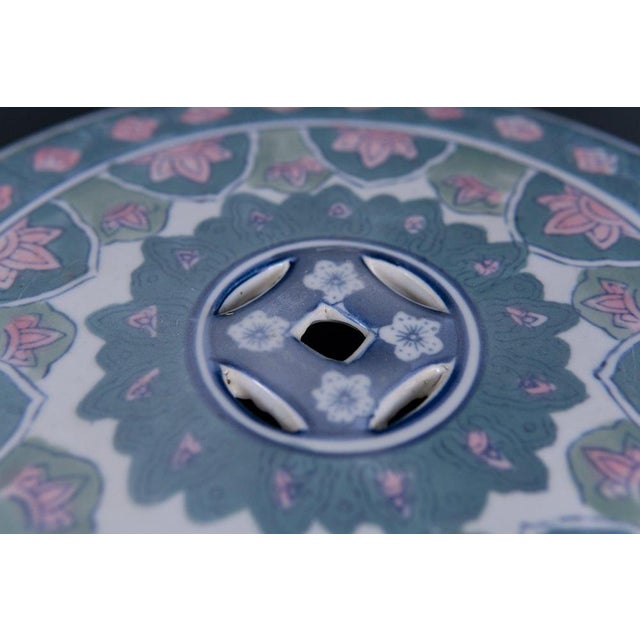 Ceramic Stool with Floral Decor For Sale - Image 4 of 8