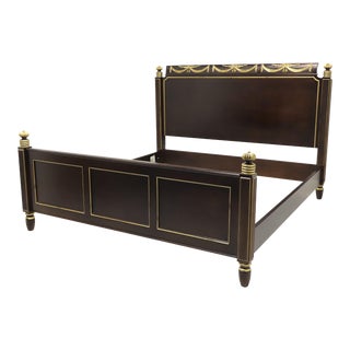 Hickory Chair English Regency King Size Bed in Espresso Brown & Gold For Sale