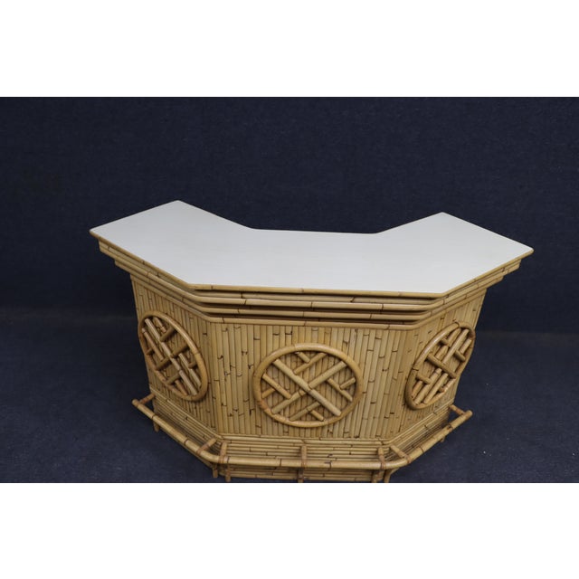 Tan Mid-Century Modern Split Bamboo & Rattan Tiki Dry Bar For Sale - Image 8 of 18